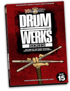 Drum Werks XV rock drum loops Product Box