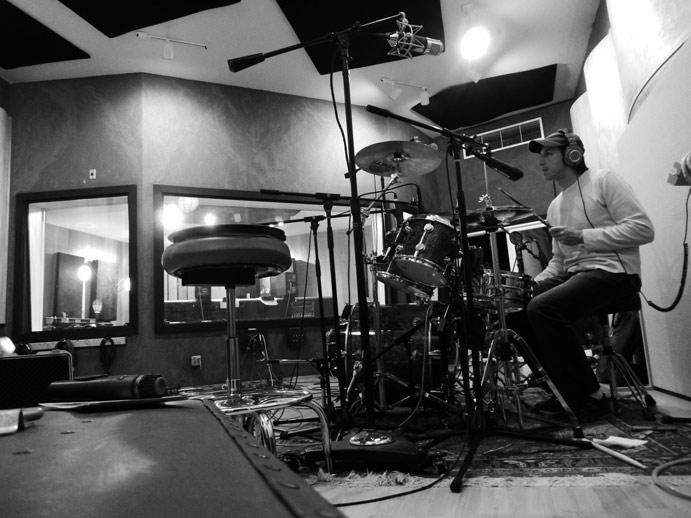 Recording drum loops in the studio, May 2019