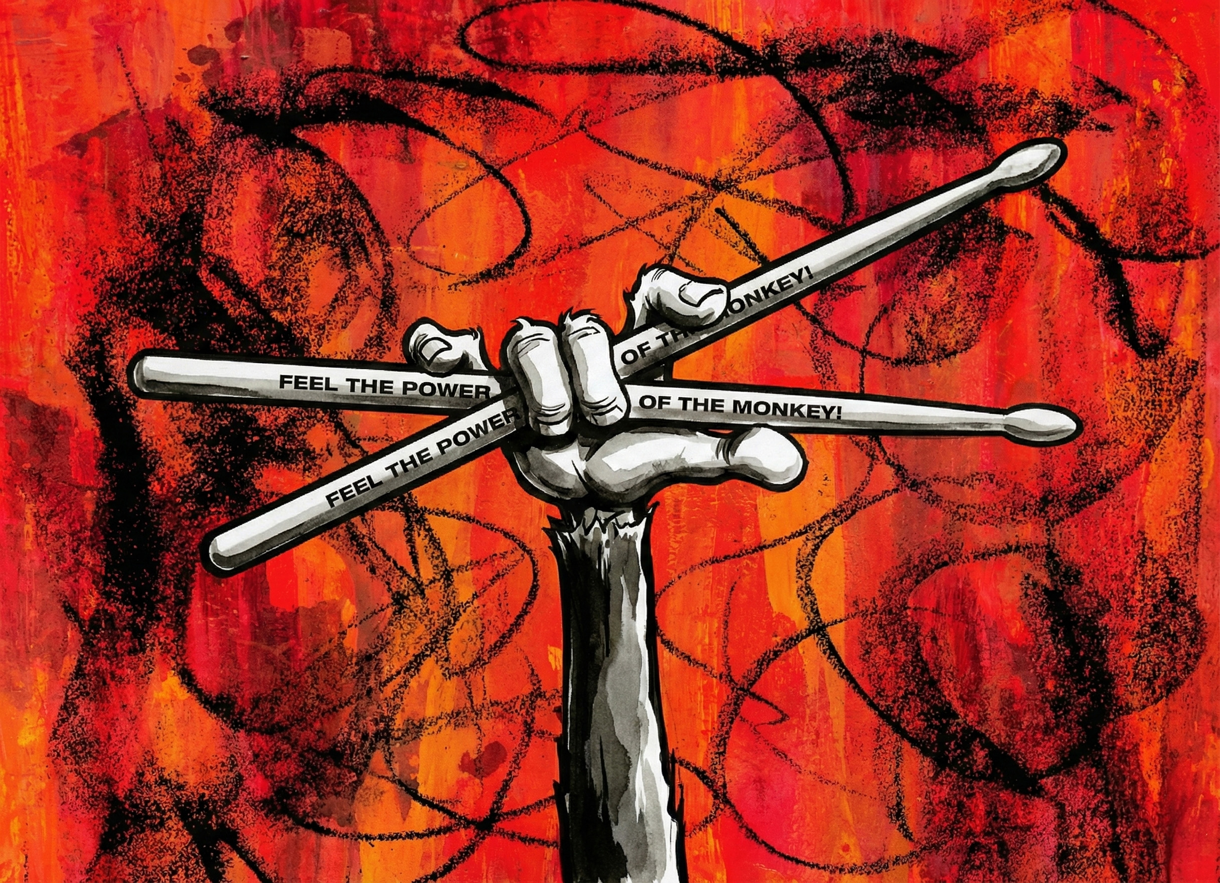 Beta Monkey Sticks Logo Artwork in Red